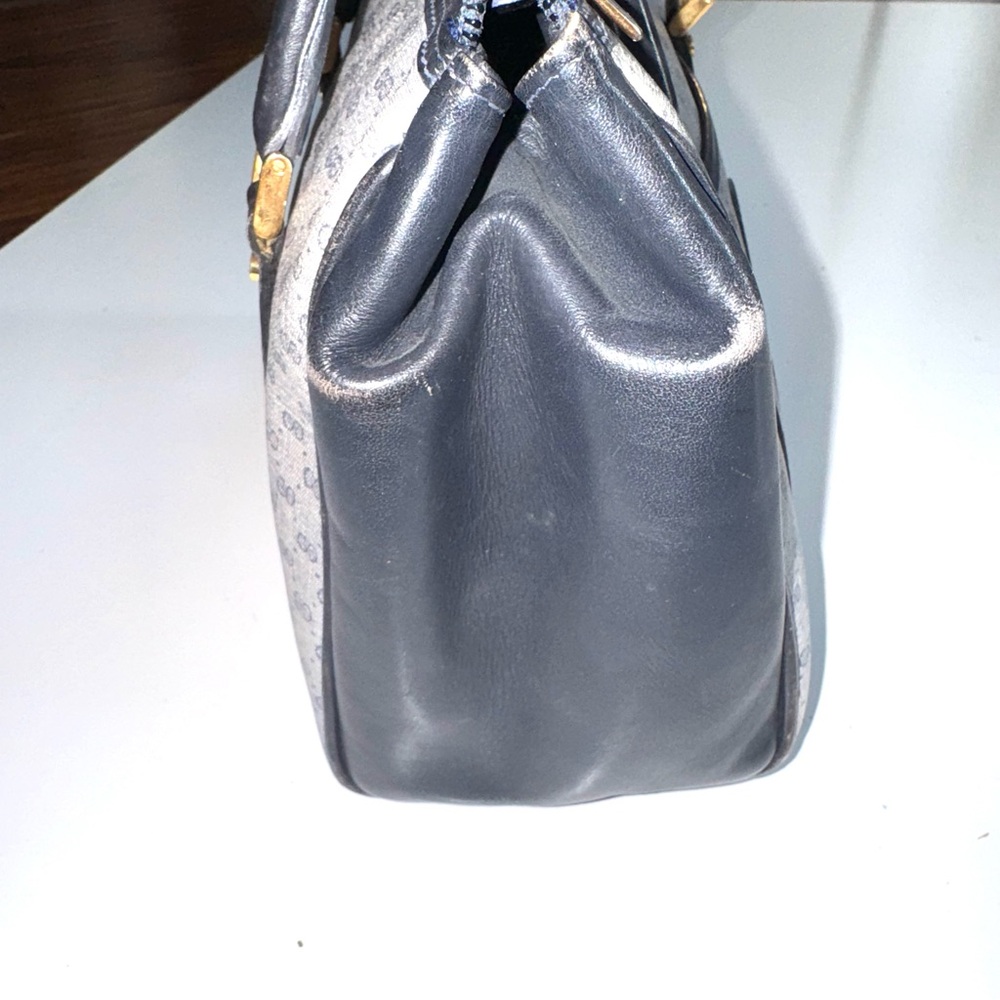 Vintage Gucci Blue Logo Boston Doctor Tote Bag Leather - Picture 5 of 16